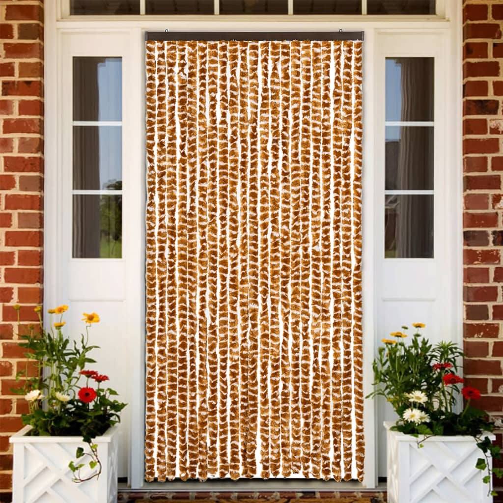 vidaXL Perdea pentru insecte, ocru și alb, 90 x 220 cm, chenille vidaXL Perdea pentru insecte, ocru și alb, 90 x 220 cm, chenille
