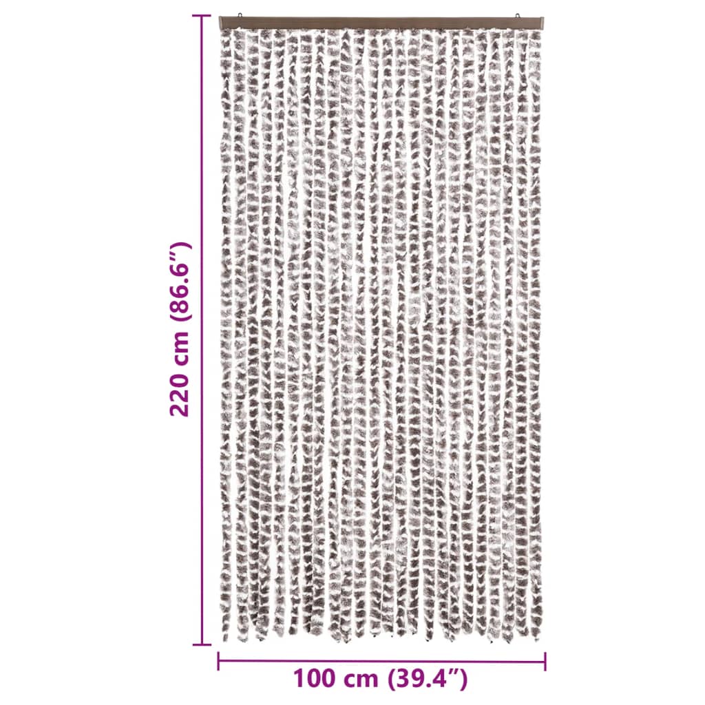 vidaXL Perdea pentru insecte, gri taupe și alb, 100 x 220 cm, chenille vidaXL Perdea pentru insecte, gri taupe și alb, 100 x 220 cm, chenille