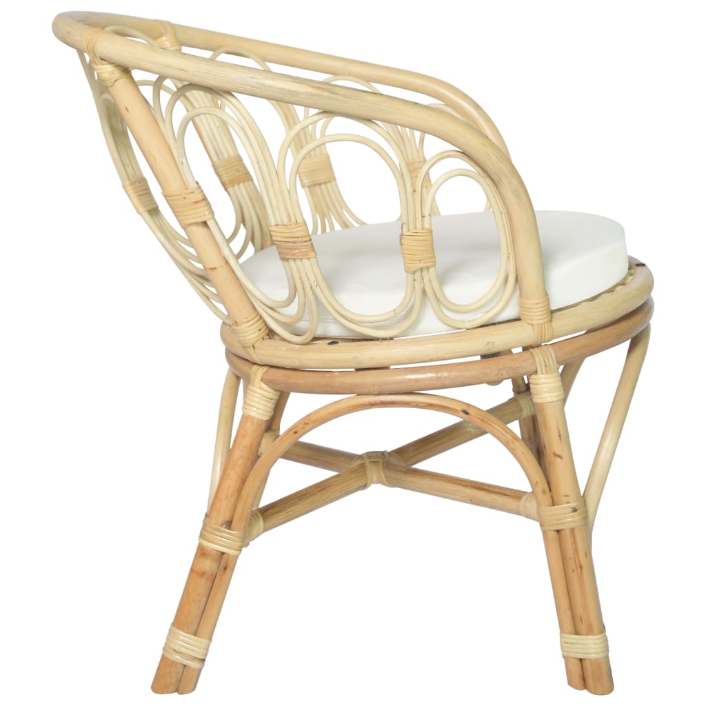 vidaXL Scaun de sufragerie cu pernă, ratan natural și in vidaXL Scaun de sufragerie cu pernă, ratan natural și in