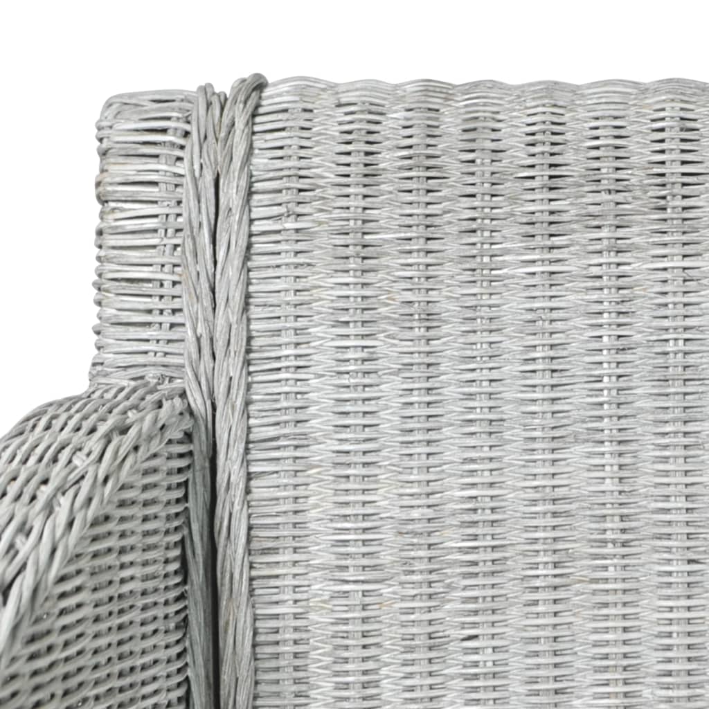 vidaXL Scaun de bucătărie cu pernă, gri, ratan natural vidaXL Scaun de bucătărie cu pernă, gri, ratan natural