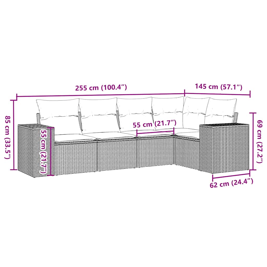 vidaXL Set canapele de grădină cu perne, 5 piese gri deschis poliratan vidaXL Set canapele de grădină cu perne, 5 piese gri deschis poliratan