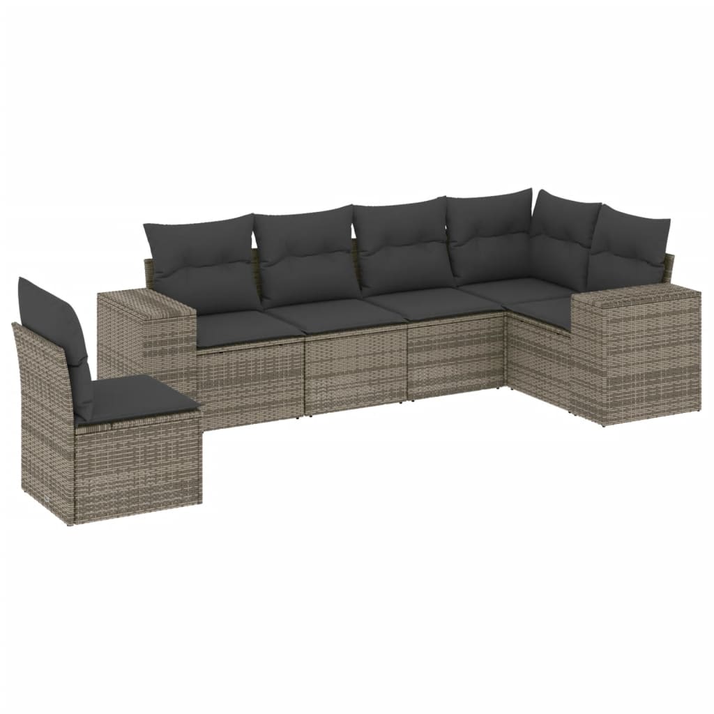 vidaXL Set mobilier grădină cu perne, 6 piese, gri, poliratan
