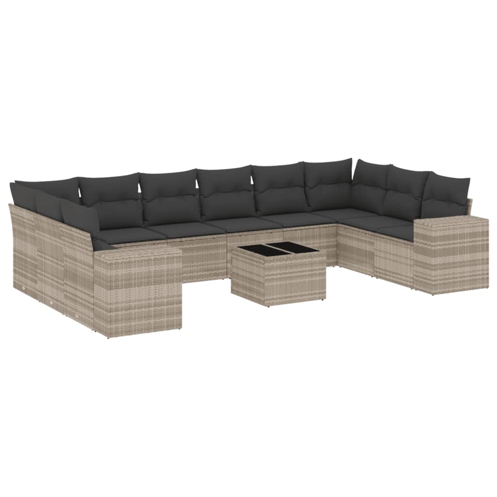 vidaXL Set canapele de grădină cu perne, 11 piese, gri, poliratan vidaXL Set canapele de grădină cu perne, 11 piese, gri, poliratan