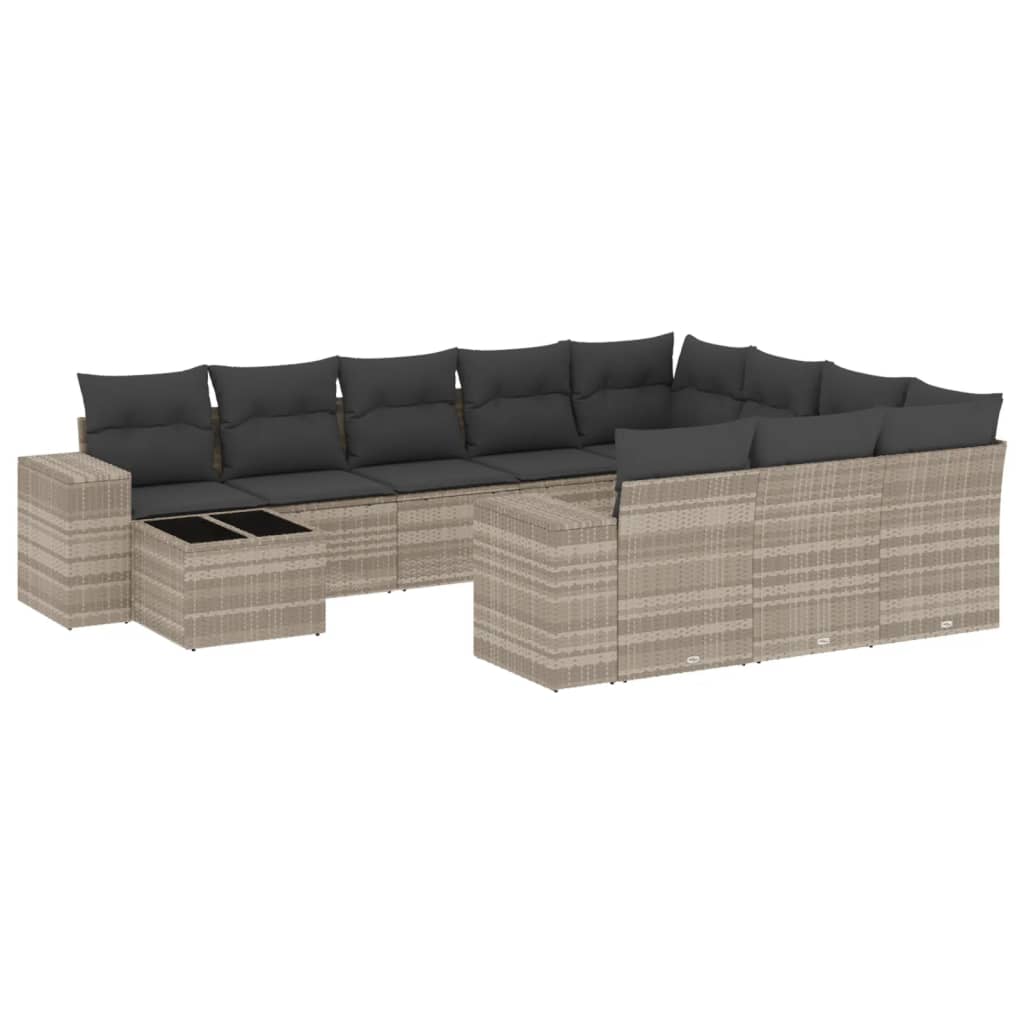 vidaXL Set canapele de grădină cu perne, 11 piese, gri, poliratan vidaXL Set canapele de grădină cu perne, 11 piese, gri, poliratan