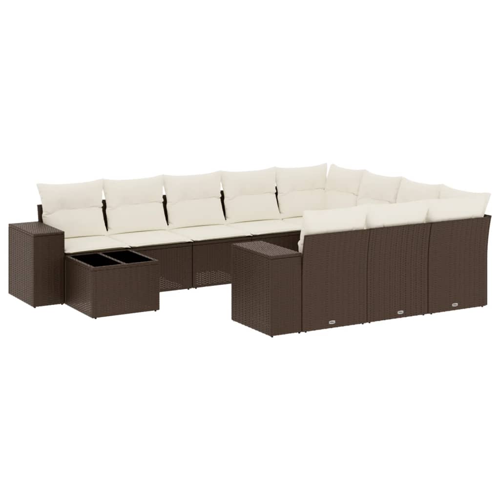 vidaXL Set canapele de grădină cu perne, 11 piese, maro, poliratan vidaXL Set canapele de grădină cu perne, 11 piese, maro, poliratan