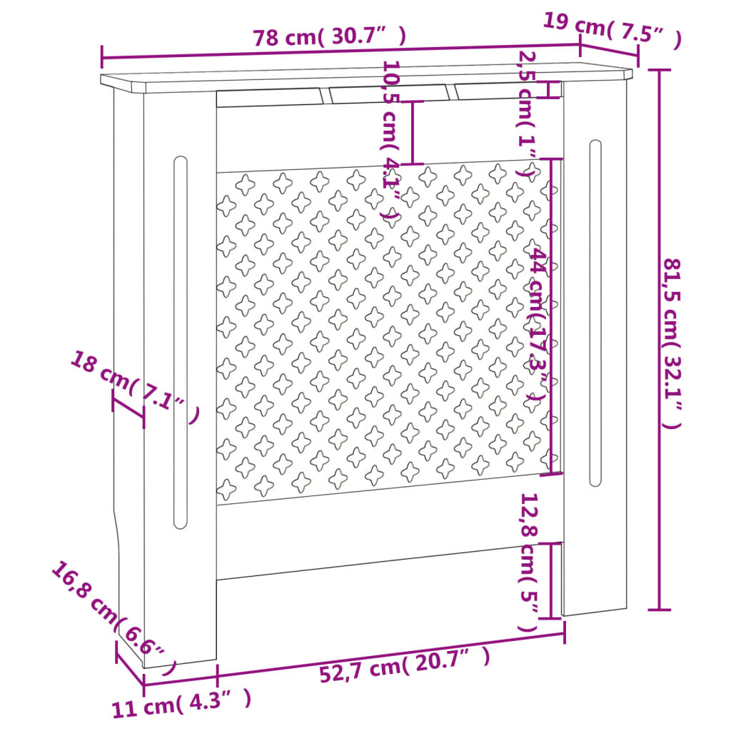 vidaXL Mască pentru calorifer, alb, 78 cm, MDF vidaXL Mască pentru calorifer, alb, 78 cm, MDF