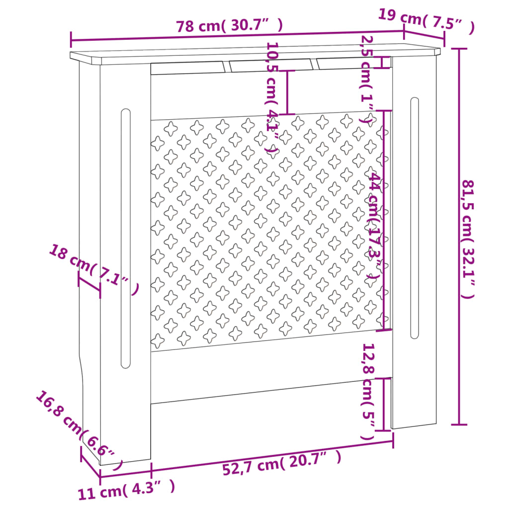 vidaXL Mască pentru calorifer, 78 cm, MDF vidaXL Mască pentru calorifer, 78 cm, MDF