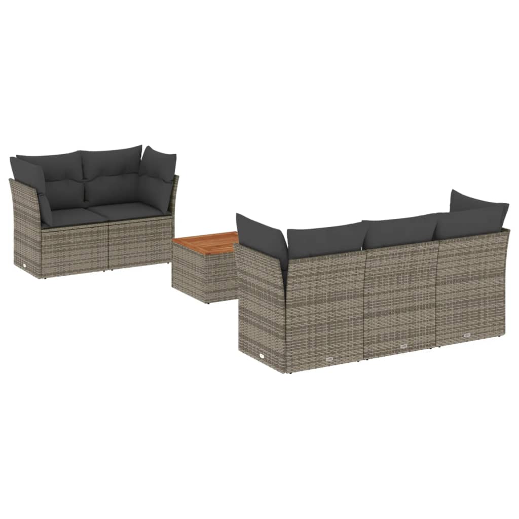 vidaXL Set mobilier grădină cu perne, 6 piese, gri, poliratan