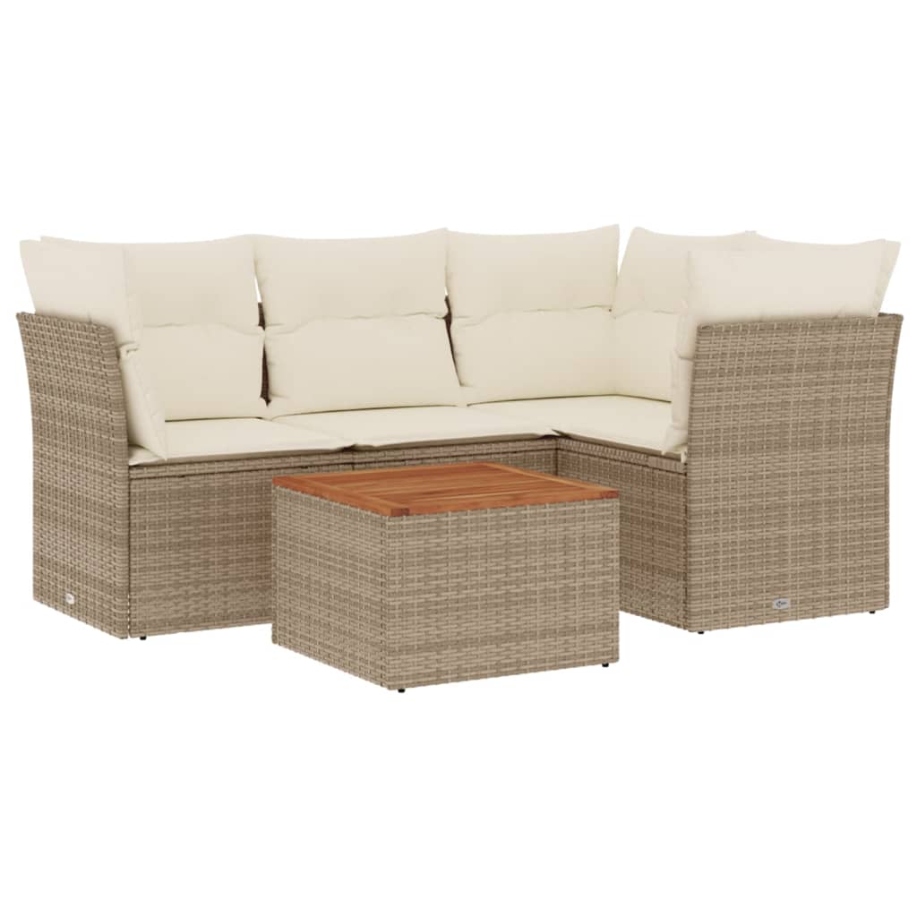 vidaXL Set canapele de grădină cu perne, 5 piese, bej, poliratan vidaXL Set canapele de grădină cu perne, 5 piese, bej, poliratan