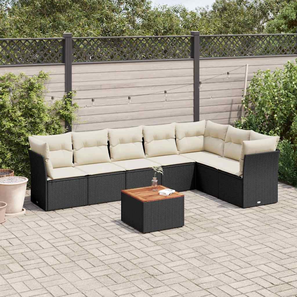 vidaXL Set mobilier de grădină cu perne, 8 piese, negru, poliratan vidaXL Set mobilier de grădină cu perne, 8 piese, negru, poliratan