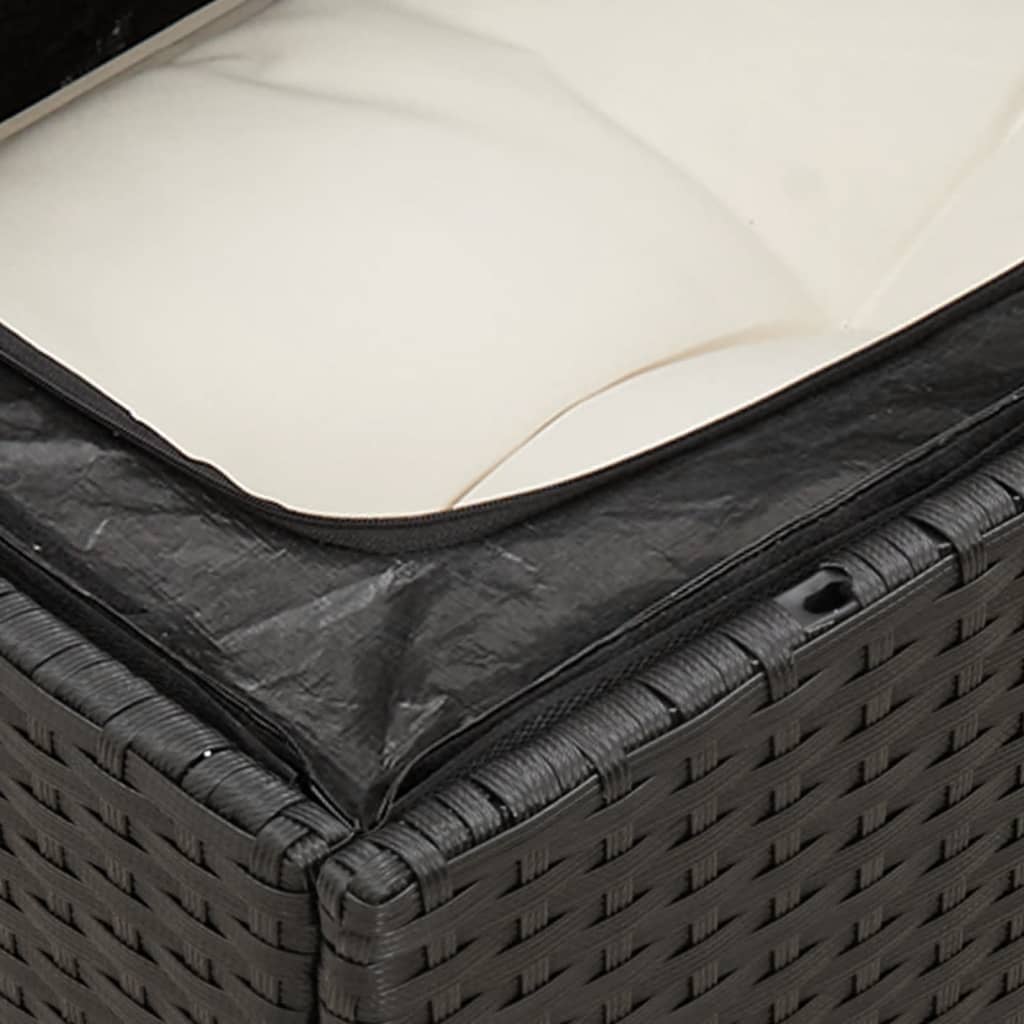 vidaXL Set mobilier de grădină cu perne, 9 piese, negru, poliratan