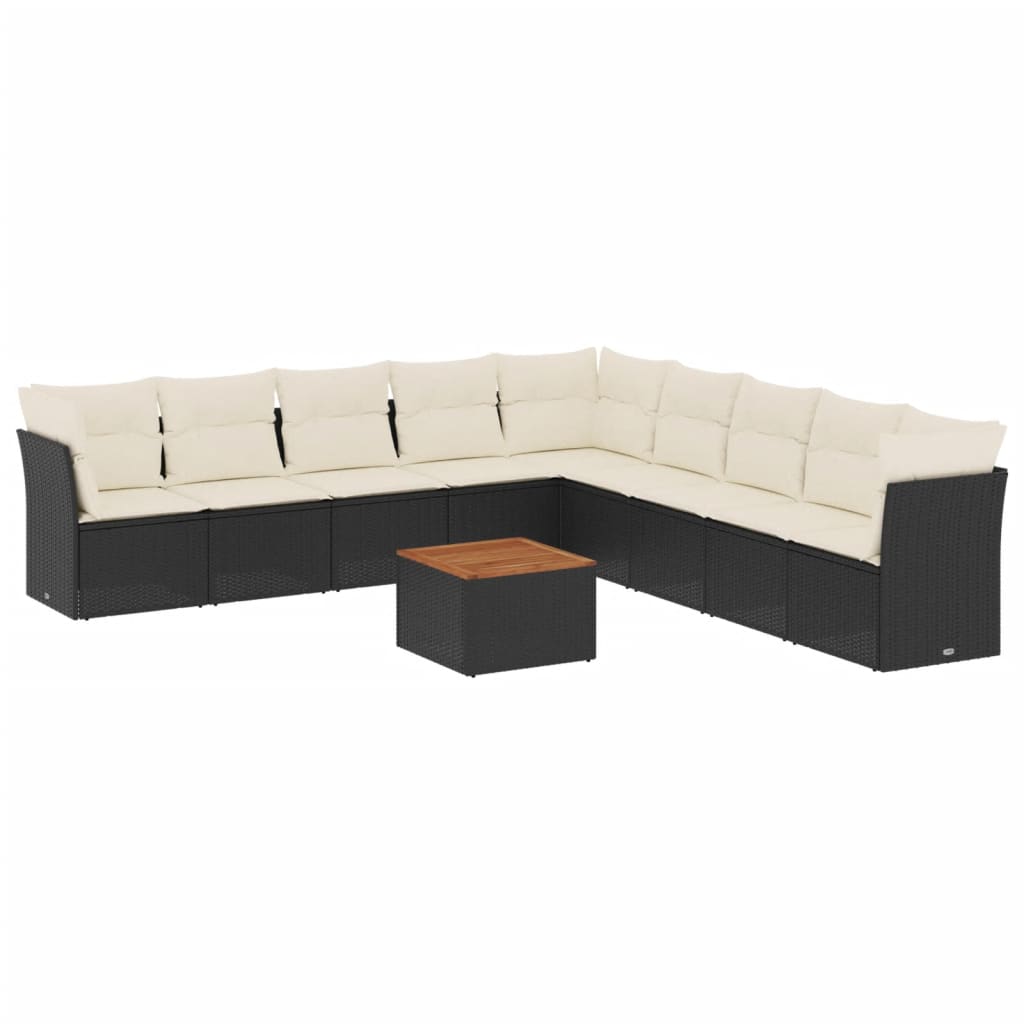 vidaXL Set canapele de grădină cu perne, 10 piese, negru, poliratan vidaXL Set canapele de grădină cu perne, 10 piese, negru, poliratan