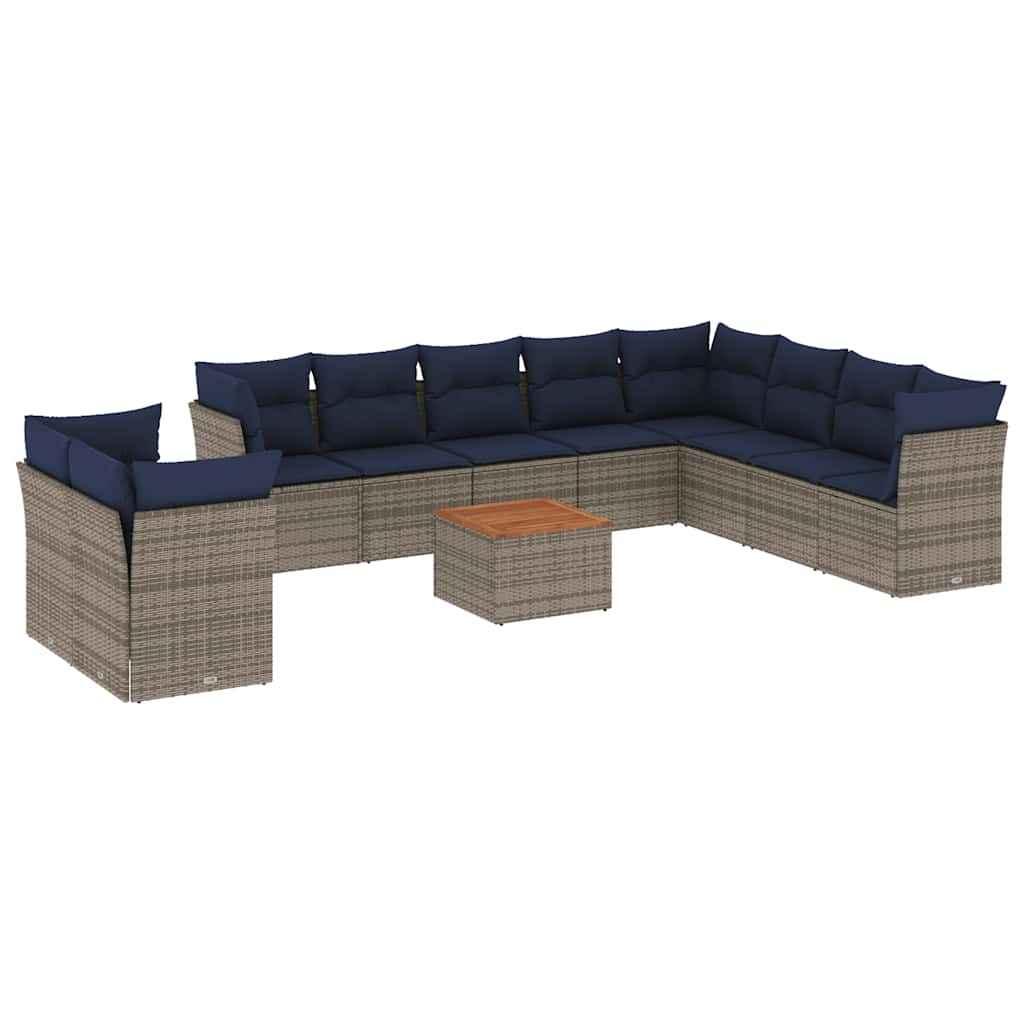 vidaXL Set canapele de grădină cu perne, 11 piese, gri, poliratan vidaXL Set canapele de grădină cu perne, 11 piese, gri, poliratan