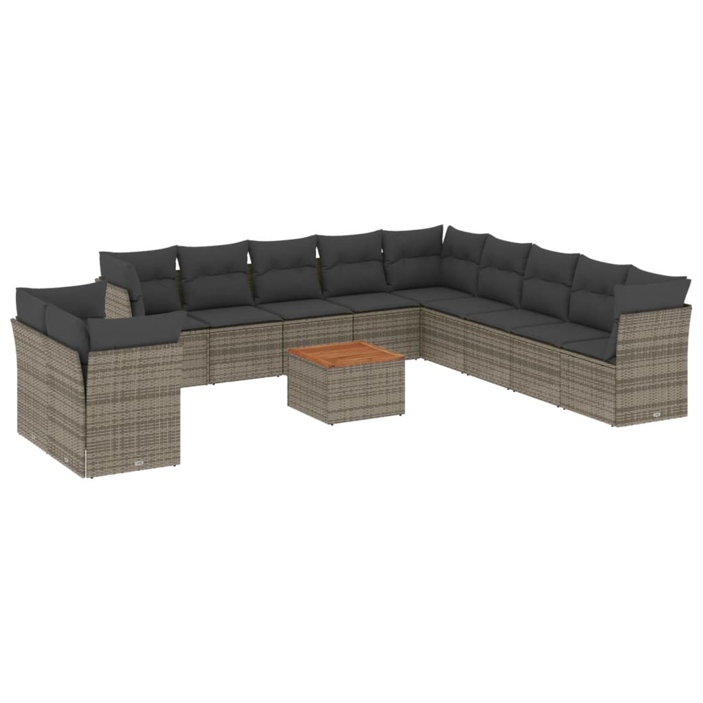vidaXL Set canapea de grădină cu perne, 12 piese, gri, poliratan vidaXL Set canapea de grădină cu perne, 12 piese, gri, poliratan