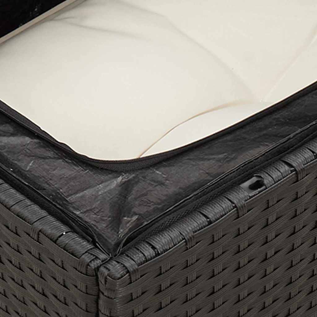 vidaXL Set mobilier de grădină cu perne, 9 piese, negru, poliratan
