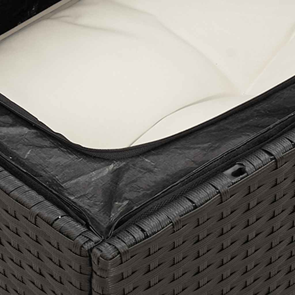 vidaXL Set mobilier de grădină cu perne, 9 piese, negru, poliratan