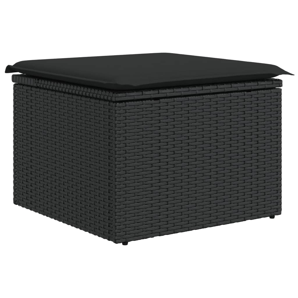 vidaXL Set mobilier de grădină cu perne, 8 piese, negru, poliratan