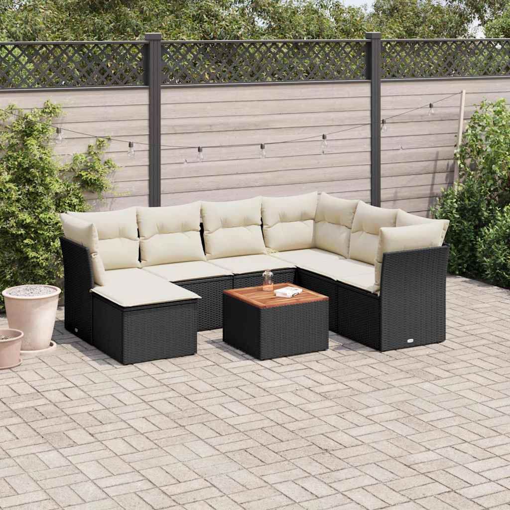 vidaXL Set mobilier de grădină cu perne, 8 piese, negru, poliratan vidaXL Set mobilier de grădină cu perne, 8 piese, negru, poliratan