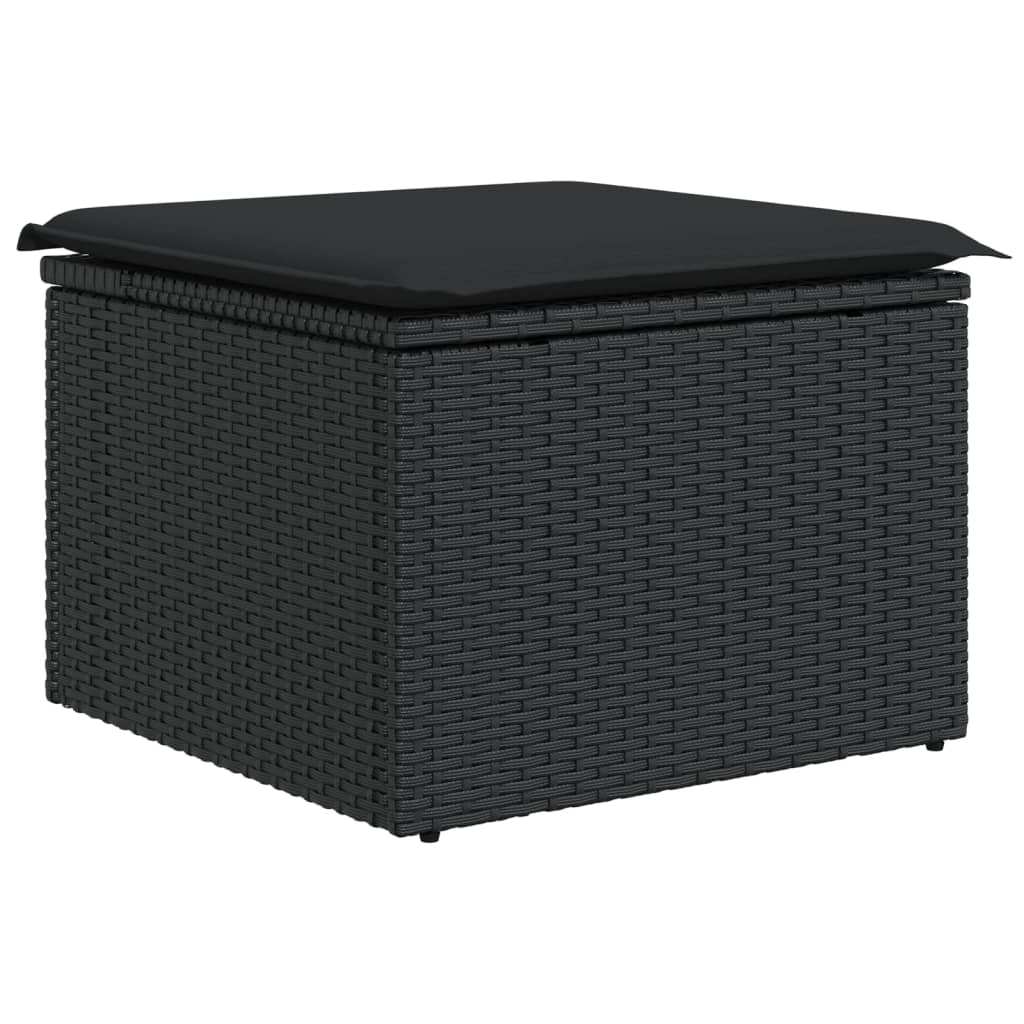 vidaXL Set mobilier de grădină cu perne, 8 piese, negru, poliratan