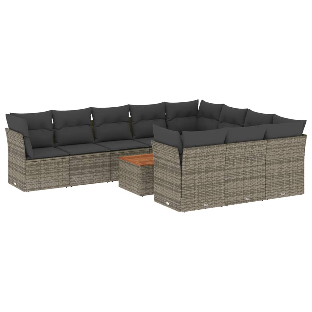 vidaXL Set canapele de grădină cu perne, 11 piese, gri, poliratan