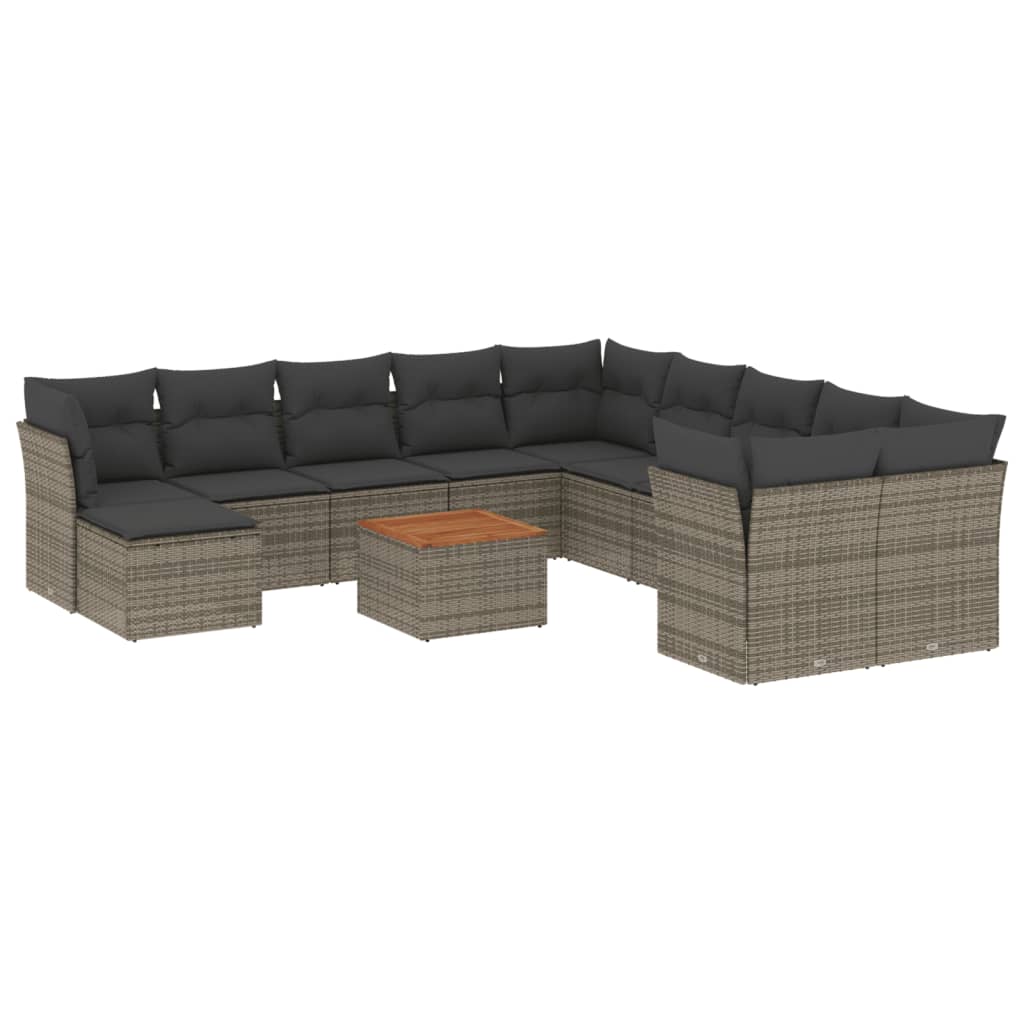 vidaXL Set canapea de grădină cu perne, 12 piese, gri, poliratan vidaXL Set canapea de grădină cu perne, 12 piese, gri, poliratan