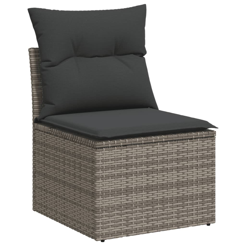 vidaXL Set canapea de grădină cu perne, 4 piese, gri, poliratan vidaXL Set canapea de grădină cu perne, 4 piese, gri, poliratan