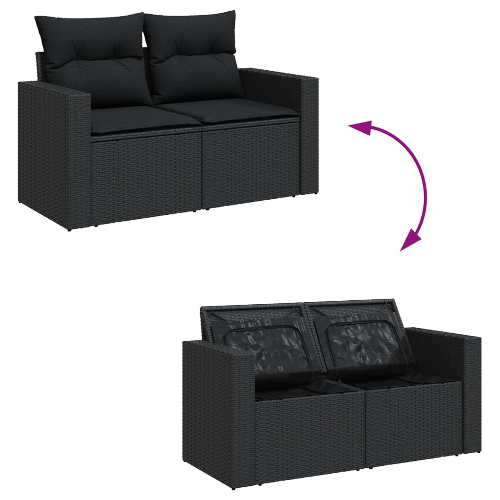 vidaXL Set mobilier de grădină cu perne, 9 piese, negru, poliratan vidaXL Set mobilier de grădină cu perne, 9 piese, negru, poliratan