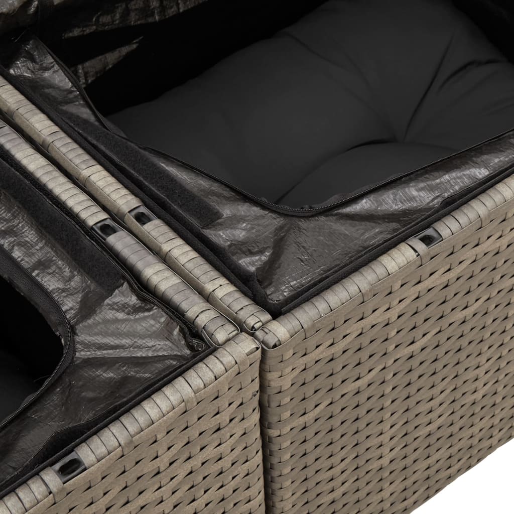 vidaXL Set mobilier grădină cu perne, 6 piese, gri, poliratan vidaXL Set mobilier grădină cu perne, 6 piese, gri, poliratan