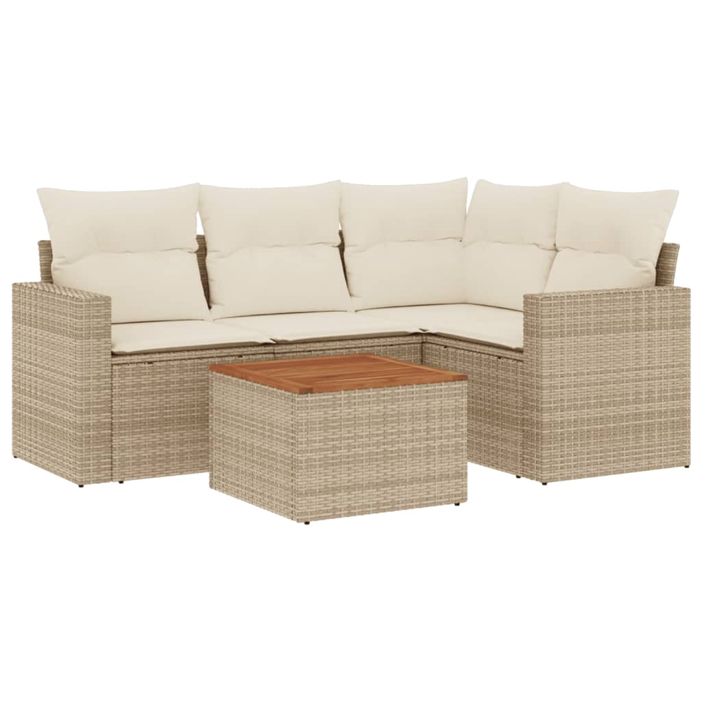 vidaXL Set canapele de grădină cu perne, 5 piese, bej, poliratan vidaXL Set canapele de grădină cu perne, 5 piese, bej, poliratan