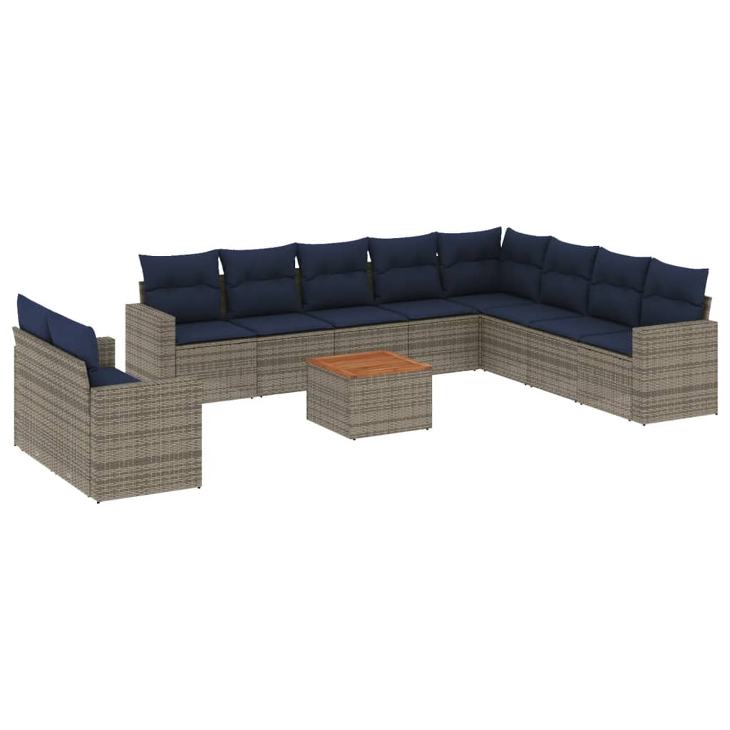 vidaXL Set canapele de grădină cu perne, 11 piese, gri, poliratan vidaXL Set canapele de grădină cu perne, 11 piese, gri, poliratan