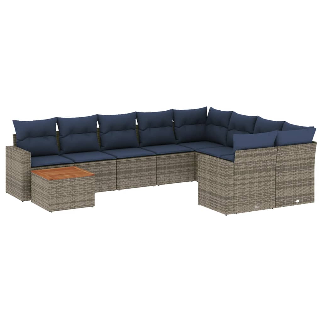 vidaXL Set canapele de grădină cu perne, 10 piese, gri, poliratan