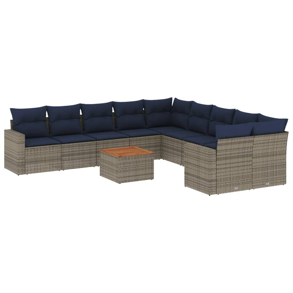 vidaXL Set canapele de grădină cu perne, 11 piese, gri, poliratan vidaXL Set canapele de grădină cu perne, 11 piese, gri, poliratan