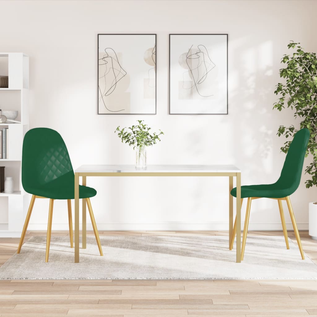vidaXL Scaune de sufragerie, 2 buc., verde închis, catifea vidaXL Scaune de sufragerie, 2 buc., verde închis, catifea