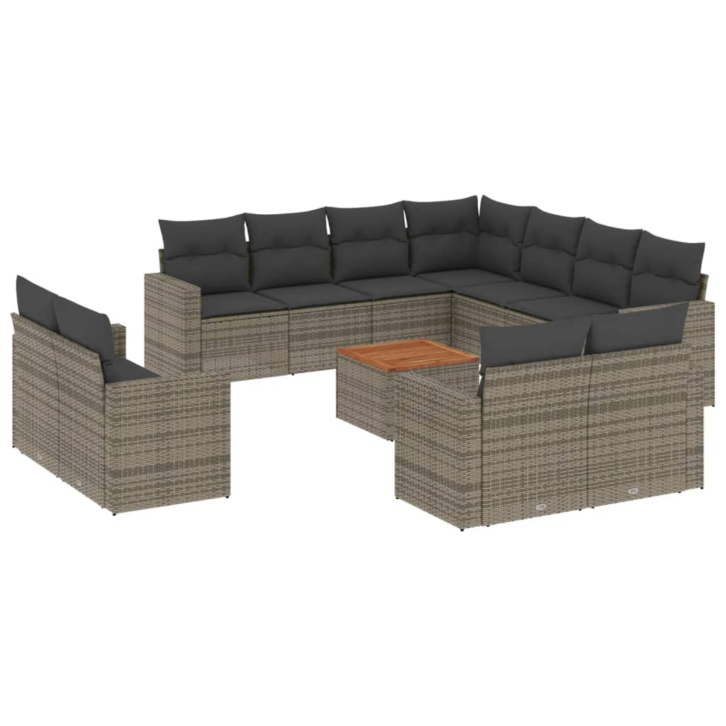 vidaXL Set canapea de grădină cu perne, 12 piese, gri, poliratan vidaXL Set canapea de grădină cu perne, 12 piese, gri, poliratan