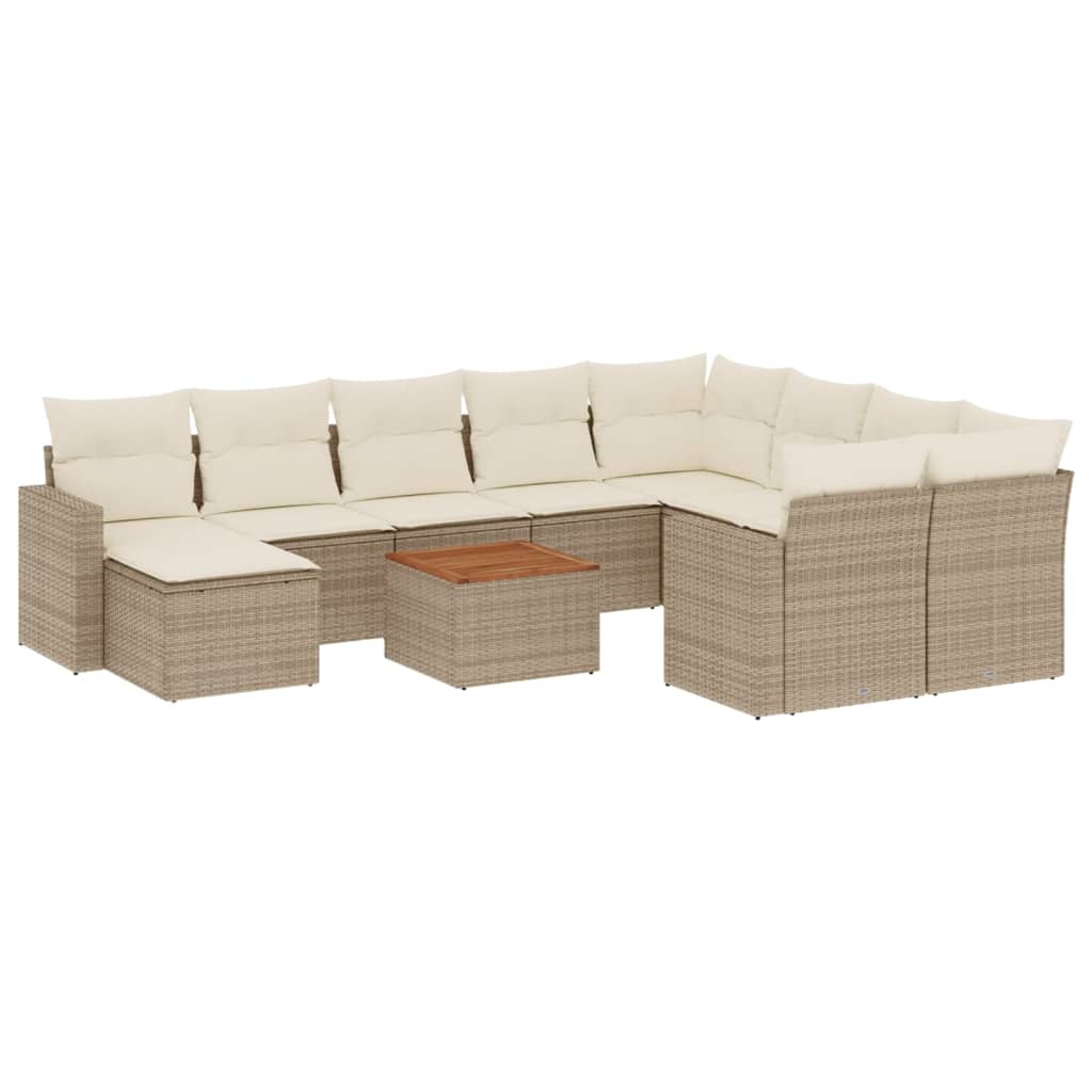 vidaXL Set canapele de grădină cu perne, 11 piese, bej, poliratan