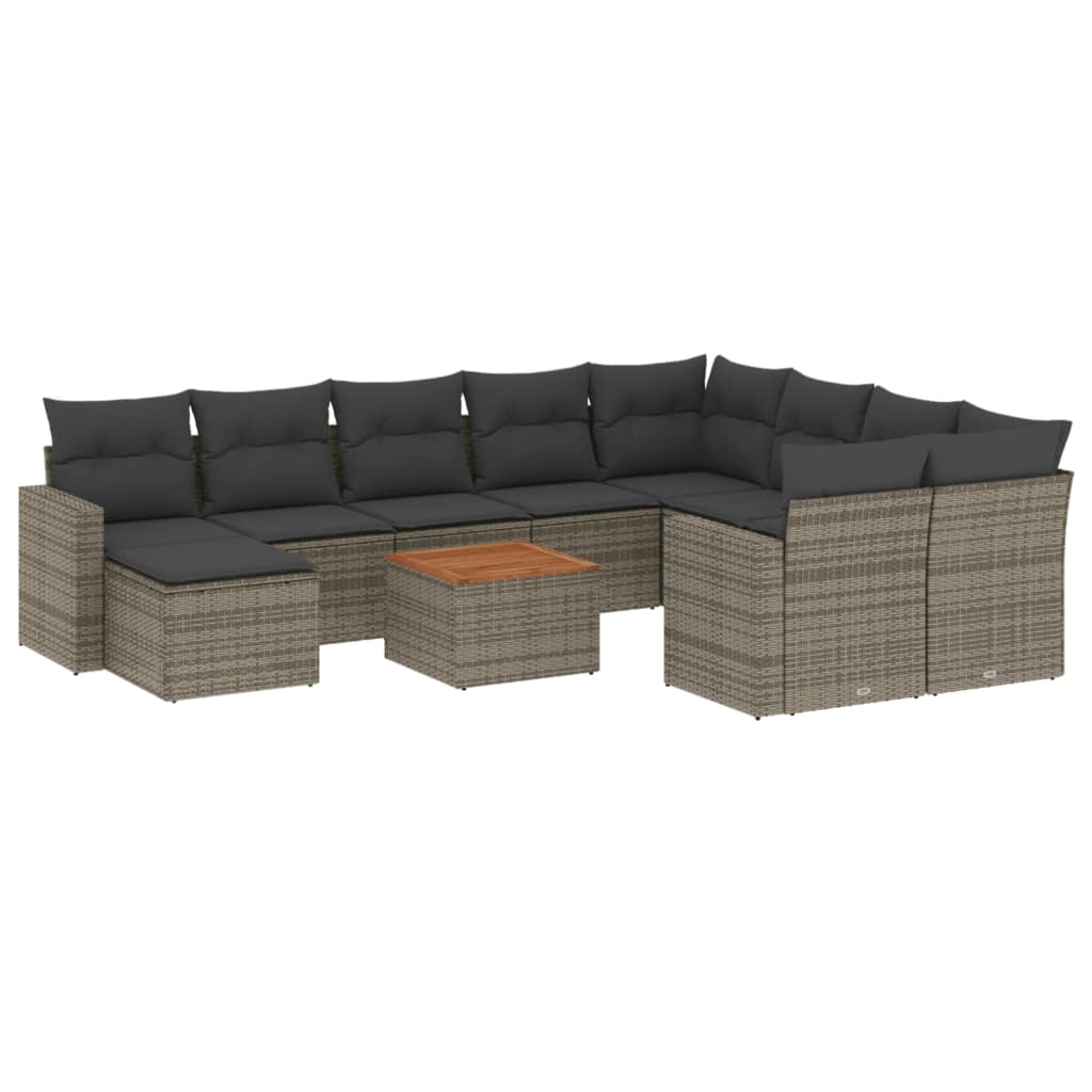 vidaXL Set canapele de grădină cu perne, 11 piese, gri, poliratan vidaXL Set canapele de grădină cu perne, 11 piese, gri, poliratan