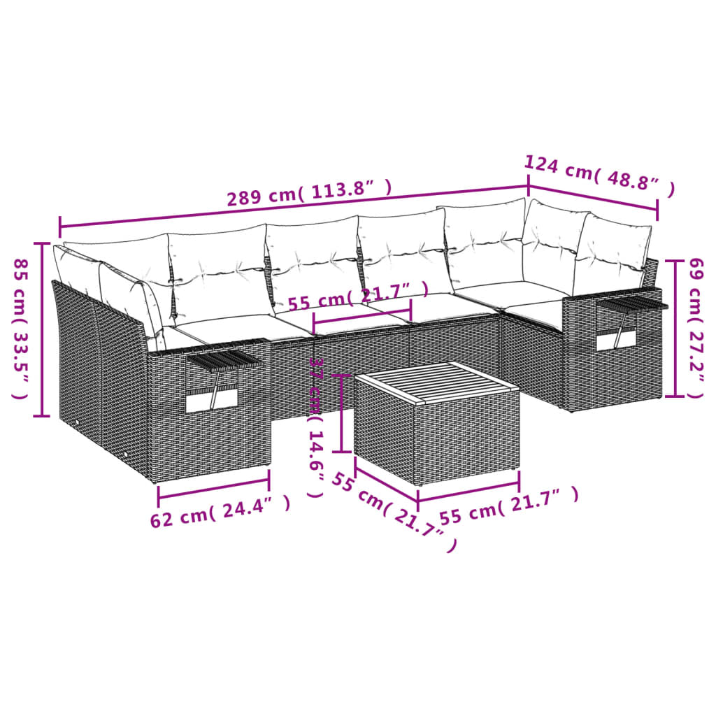 vidaXL Set mobilier de grădină cu perne, 8 piese, negru, poliratan vidaXL Set mobilier de grădină cu perne, 8 piese, negru, poliratan