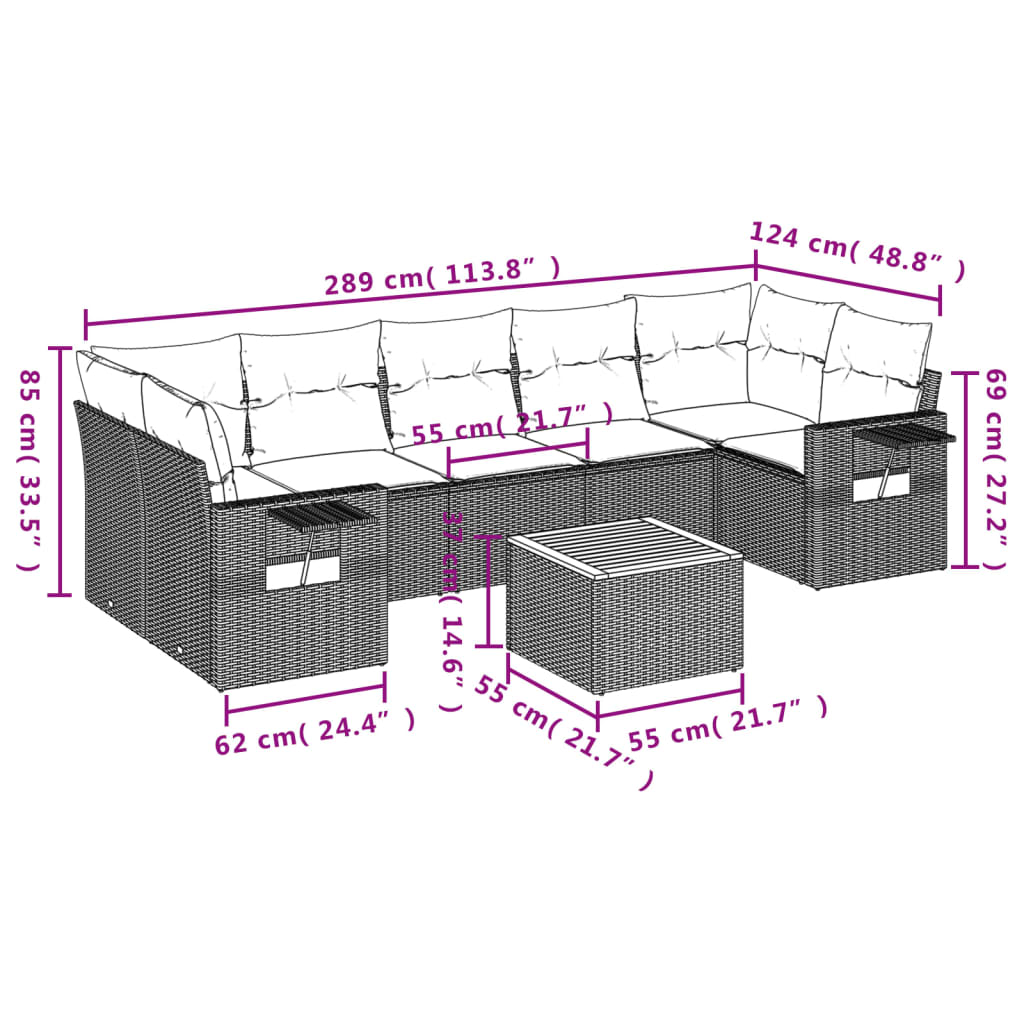 vidaXL Set mobilier de grădină cu perne, 8 piese, negru, poliratan vidaXL Set mobilier de grădină cu perne, 8 piese, negru, poliratan
