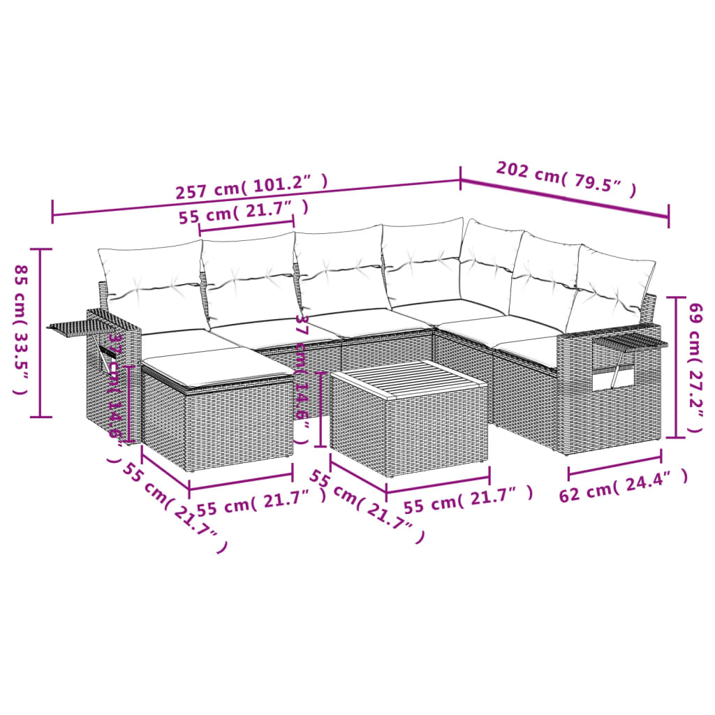 vidaXL Set mobilier de grădină cu perne, 8 piese, negru, poliratan vidaXL Set mobilier de grădină cu perne, 8 piese, negru, poliratan