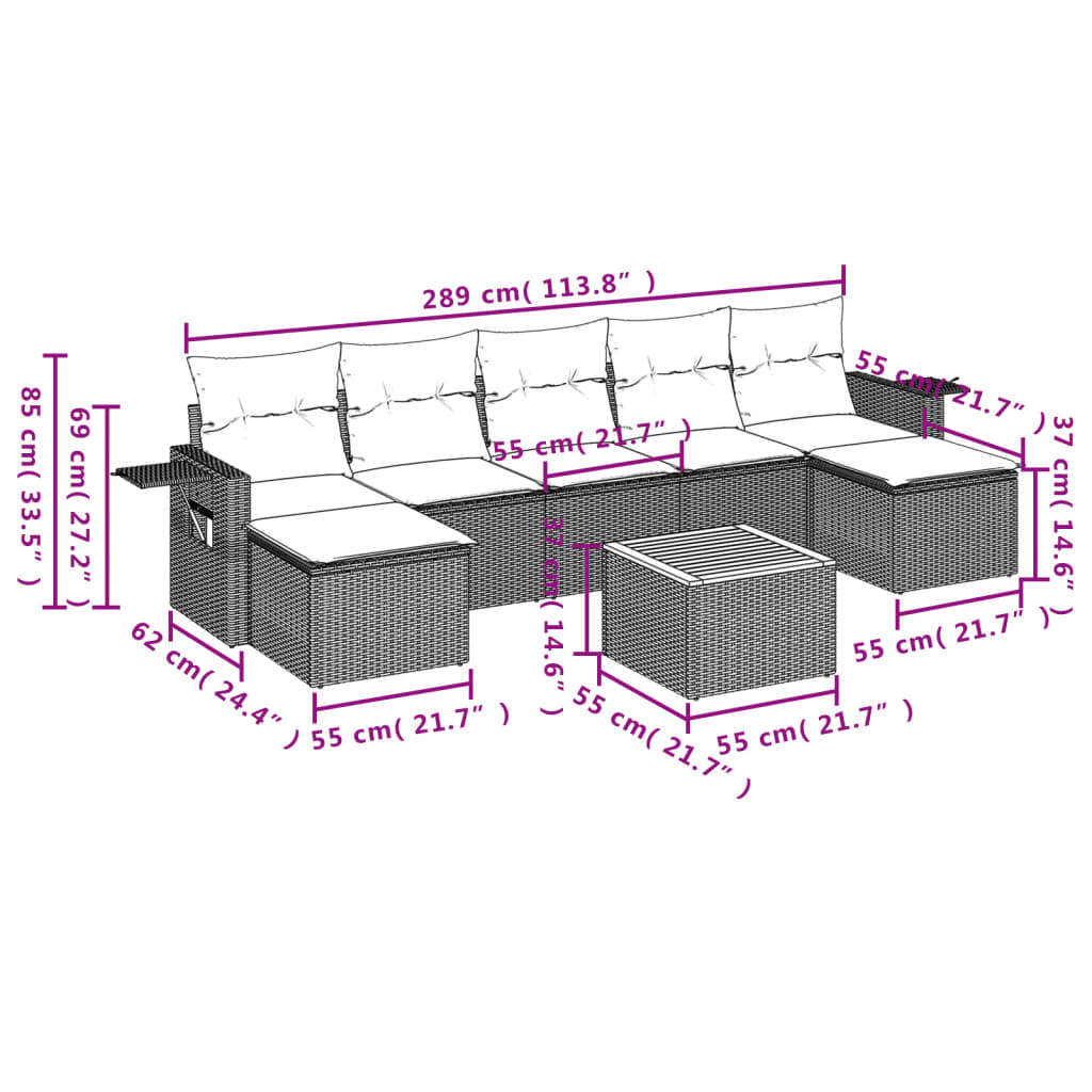 vidaXL Set mobilier de grădină cu perne, 8 piese, negru, poliratan vidaXL Set mobilier de grădină cu perne, 8 piese, negru, poliratan