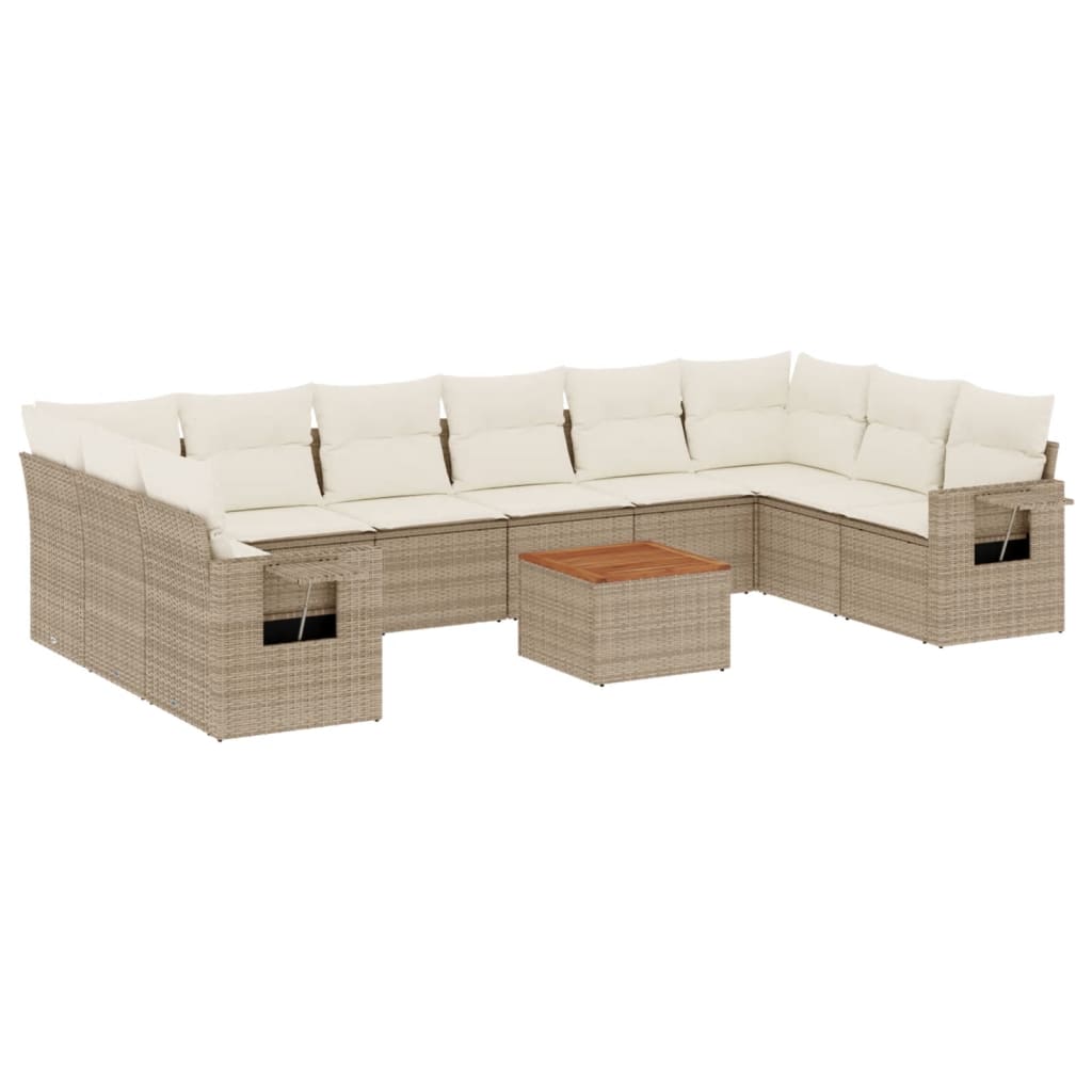 vidaXL Set canapele de grădină cu perne, 11 piese, bej, poliratan vidaXL Set canapele de grădină cu perne, 11 piese, bej, poliratan
