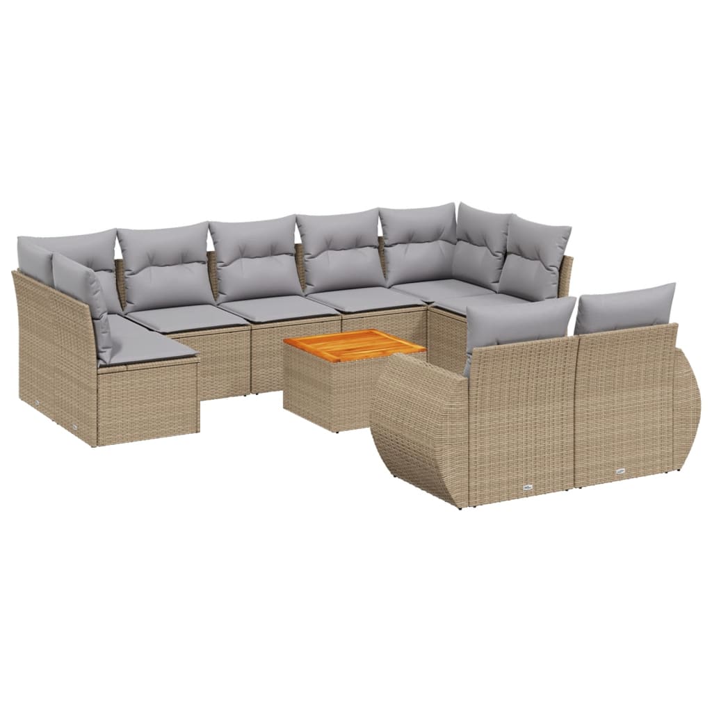 vidaXL Set canapele de grădină cu perne, 10 piese, bej, poliratan