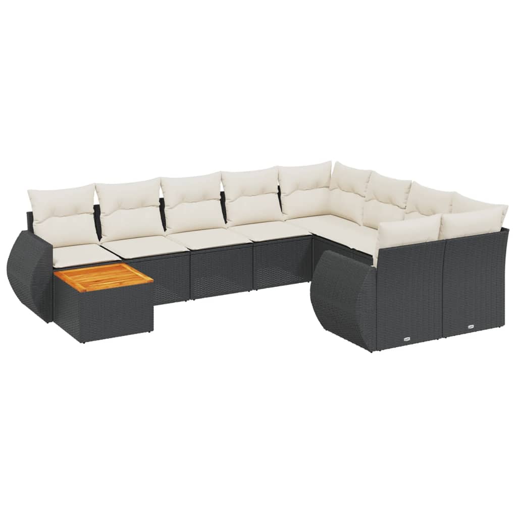 vidaXL Set canapele de grădină cu perne, 10 piese, negru, poliratan vidaXL Set canapele de grădină cu perne, 10 piese, negru, poliratan