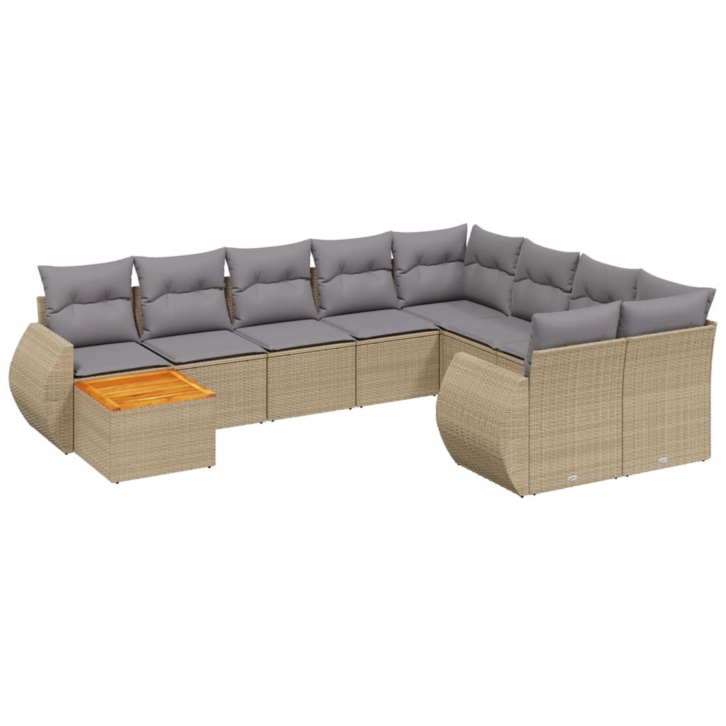 vidaXL Set canapele de grădină cu perne, 10 piese, bej, poliratan