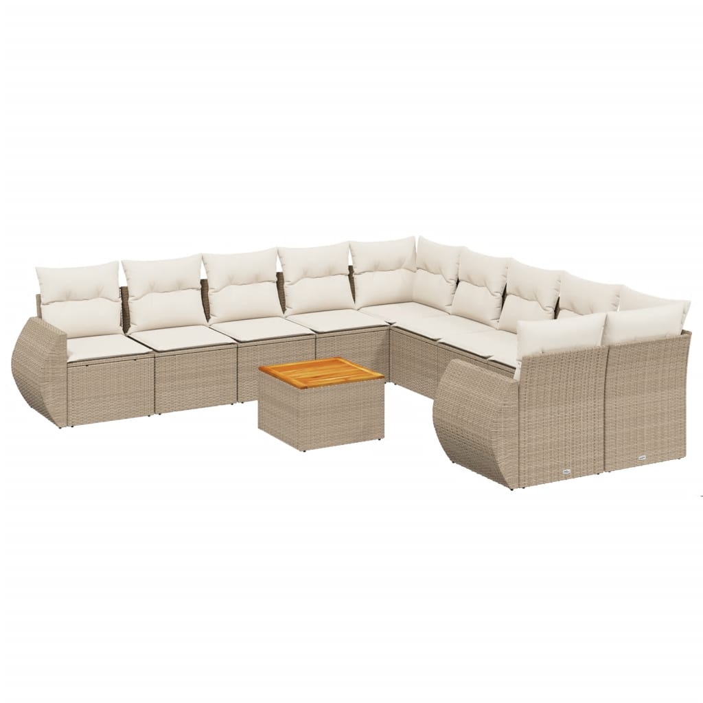 vidaXL Set canapele de grădină cu perne, 11 piese, bej, poliratan vidaXL Set canapele de grădină cu perne, 11 piese, bej, poliratan