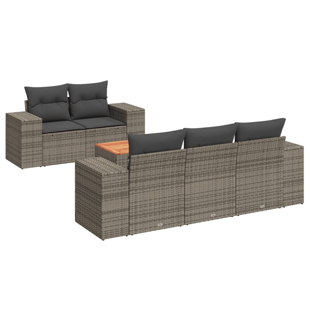 vidaXL Set mobilier grădină cu perne, 6 piese, gri, poliratan