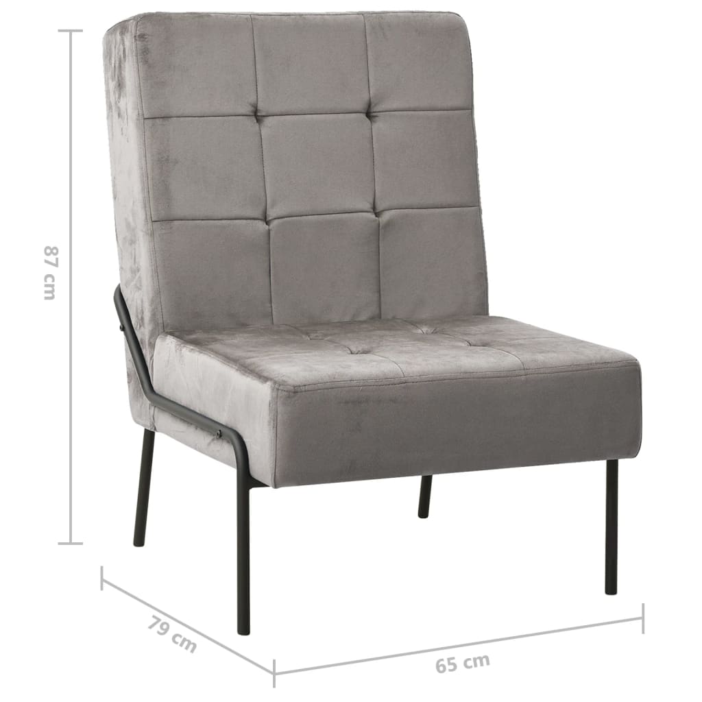 vidaXL Scaun de relaxare, 65x79x87 cm, gri deschis, catifea vidaXL Scaun de relaxare, 65x79x87 cm, gri deschis, catifea