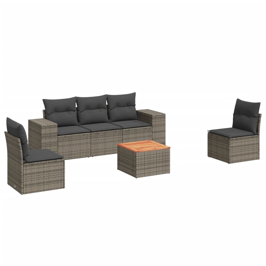 vidaXL Set mobilier grădină cu perne, 6 piese, gri, poliratan