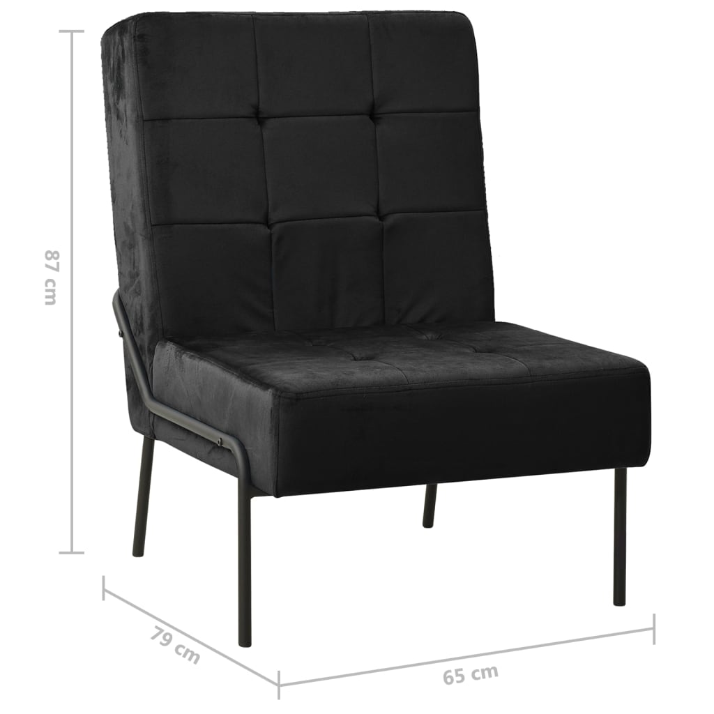 vidaXL Scaun de relaxare, 65x79x87 cm, negru, catifea vidaXL Scaun de relaxare, 65x79x87 cm, negru, catifea