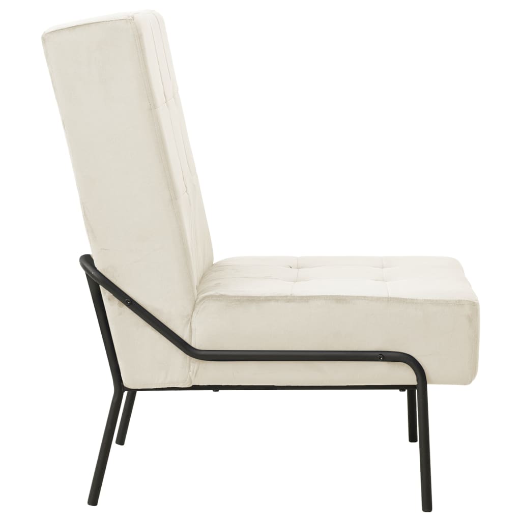 vidaXL Scaun de relaxare, 65x79x87 cm, alb crem, catifea vidaXL Scaun de relaxare, 65x79x87 cm, alb crem, catifea